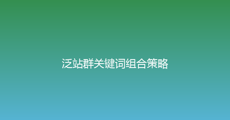 泛站群关键词组合策略 封面图