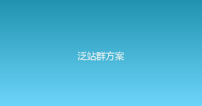 泛站群方案 封面图