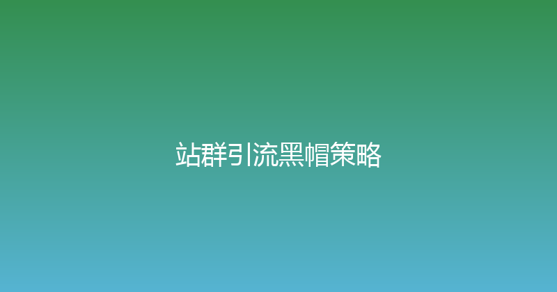 站群引流黑帽策略 封面图