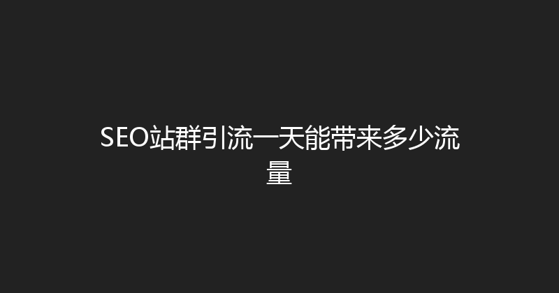SEO站群引流一天能带来多少流量 封面图